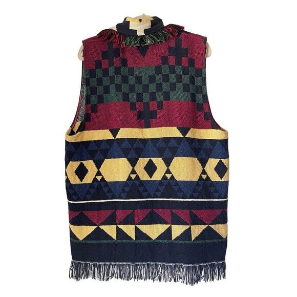 S4 Vintage Native American Tribal Print Cardigan Sweater Vest‎ 100% Cotton - Picture 2 of 6